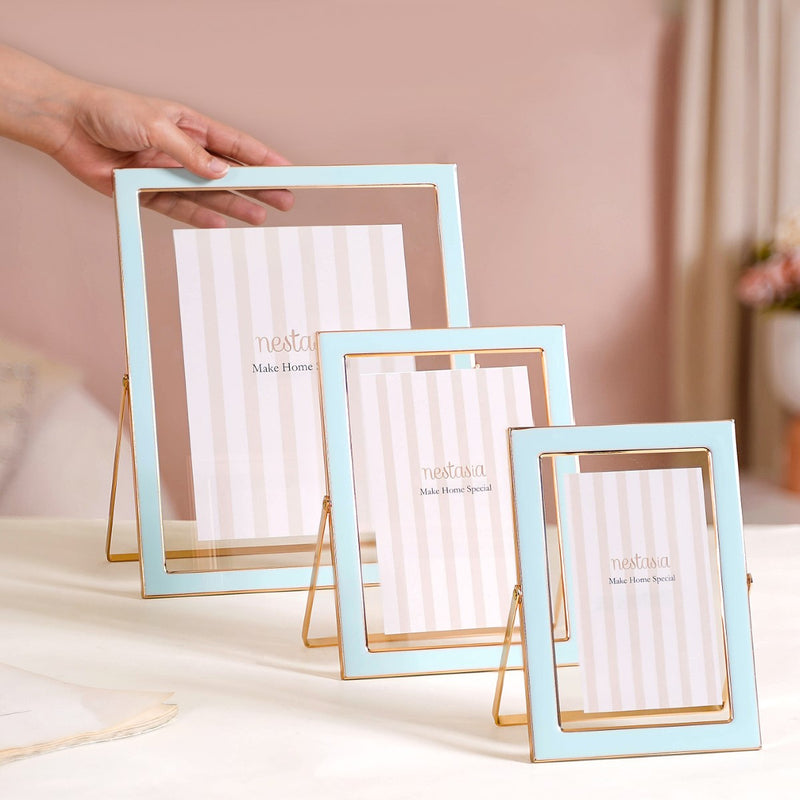 Transparent Floating Photo Frame Baby Blue Set Of 3