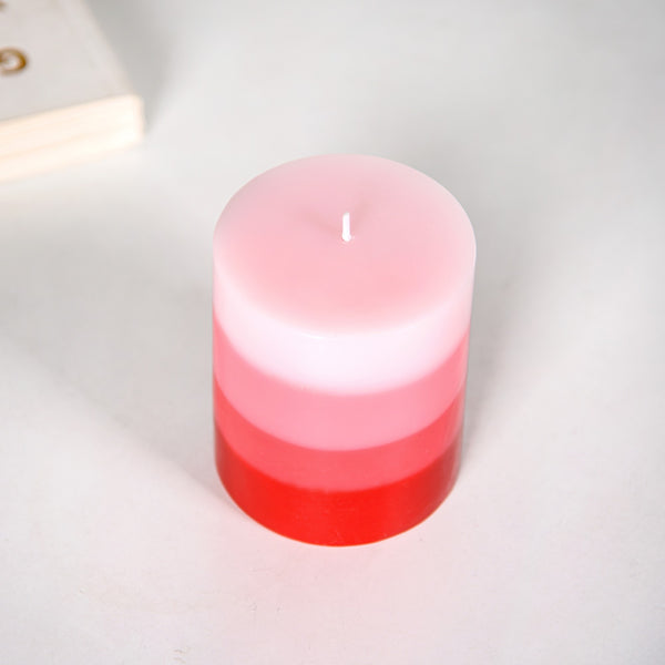 Layered Pillar Candle Red And Pink