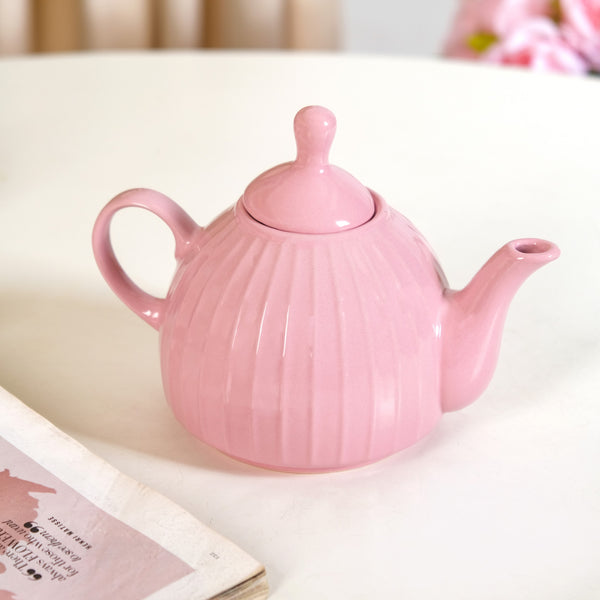 Ambrosia Ceramic Tea Kettle Cup And Saucer Set For 1 Pink