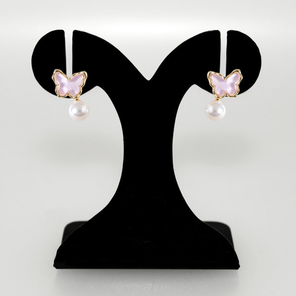 Pink Butterfly Drop Earrings