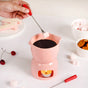 Pink Ceramic Fondue Set With 2 Dipping Skewers