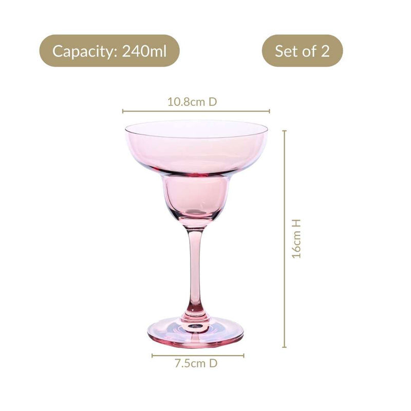 Pink Margarita Glass Set Of 2 240ml