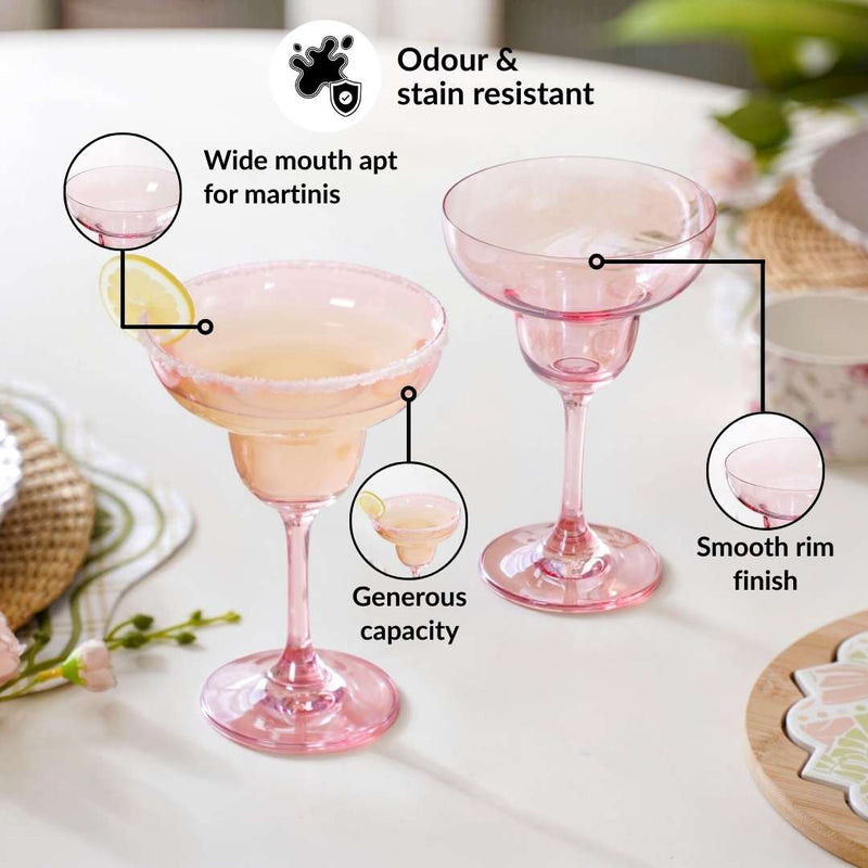 Pink Margarita Glass Set Of 2 240ml