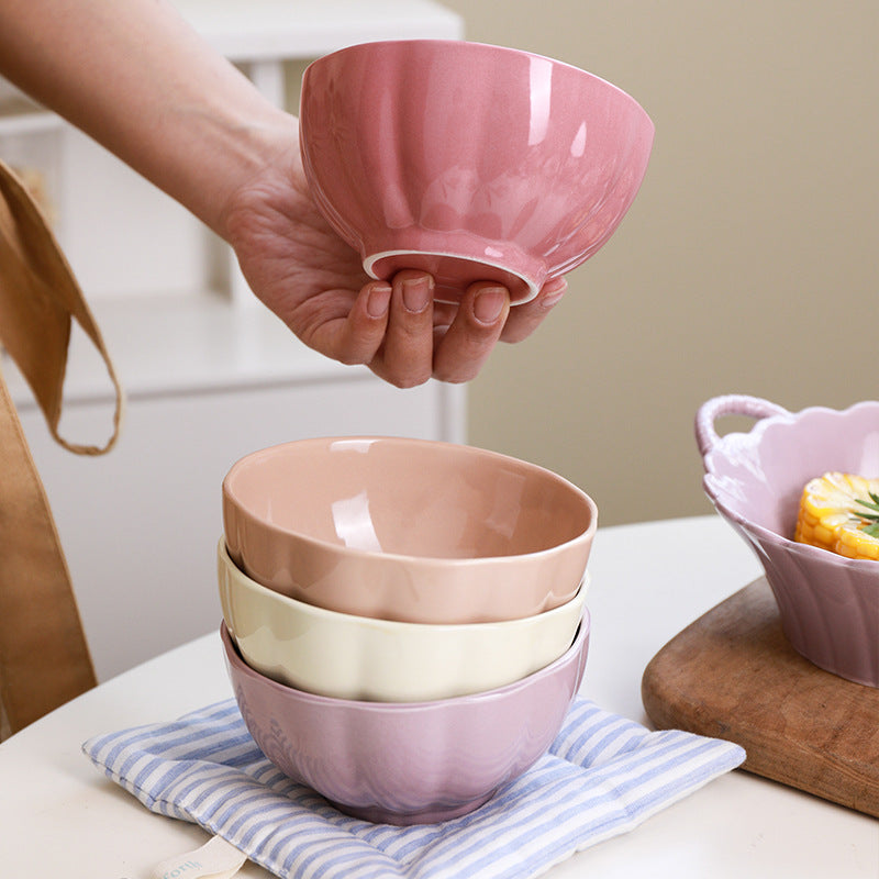 Pastel Gloss Finish Ceramic Bowl Set Of 4 400ml - Snack bowls, ceramic bowls, small bowls, ice cream bowls, ceramic serving bowls