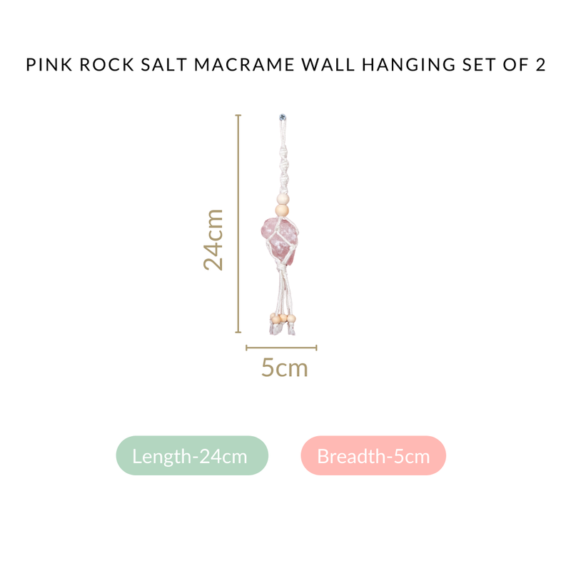 Pink Rock Salt Macrame Wall Hanging Set Of 2