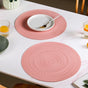 Pink Embossed Warli Design Round Table Mat Set Of 6