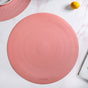 Pink Embossed Warli Design Round Table Mat Set Of 6