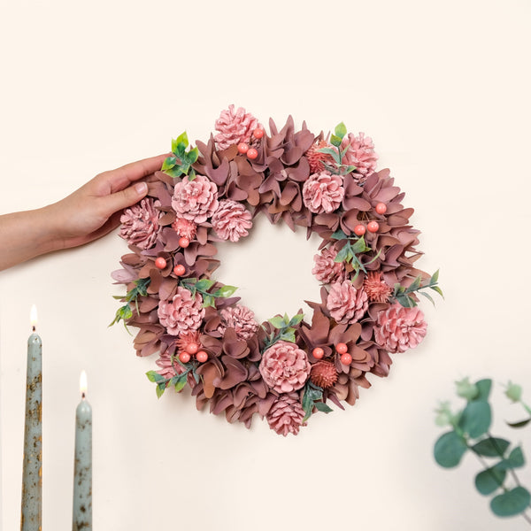 Roseate Floral Wreath For Christmas Decorations