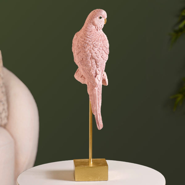 Pink Parrot Decor Showpiece With Stand