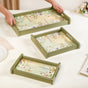 Valley Of Flowers Wooden Serving Tray Set Of 3