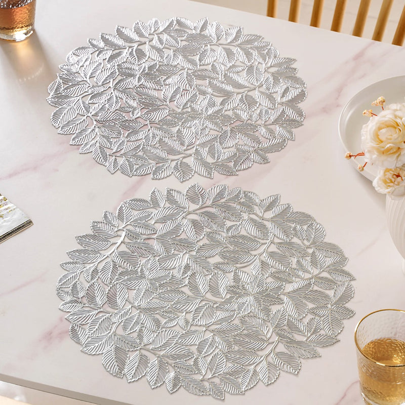Round Silver Waterproof Placemat Set Of 6