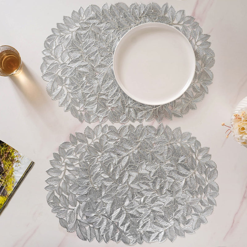 Round Silver Waterproof Placemat Set Of 6