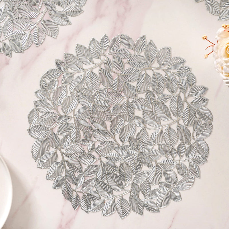 Round Silver Waterproof Placemat Set Of 6