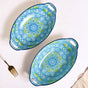 Green And Blue Mandala Serving Platter Set Of 2