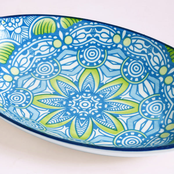 Green And Blue Mandala Serving Platter Set Of 2