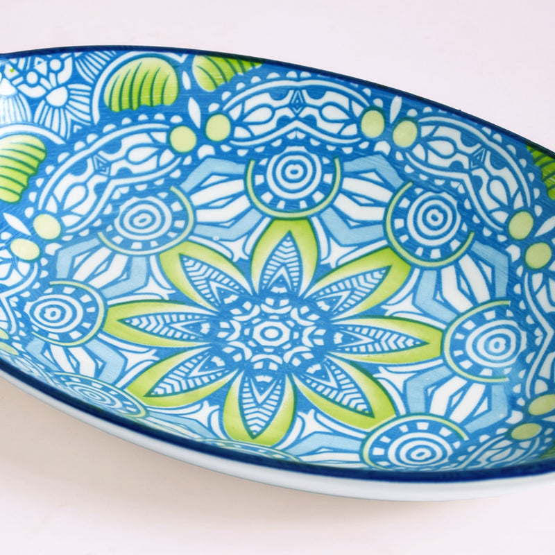 Green And Blue Mandala Serving Platter Set Of 2