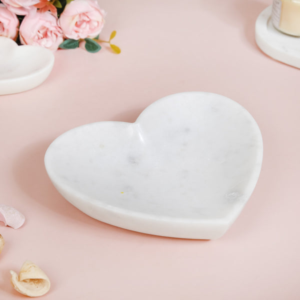 Big Heart Polished Marble Stone Platter 8 Inch