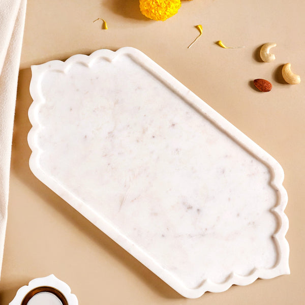 Mehrab Design Natural Marble Serving Platter 14 Inch