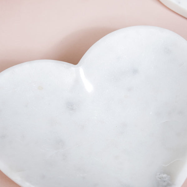 Big Heart Polished Marble Stone Platter 8 Inch