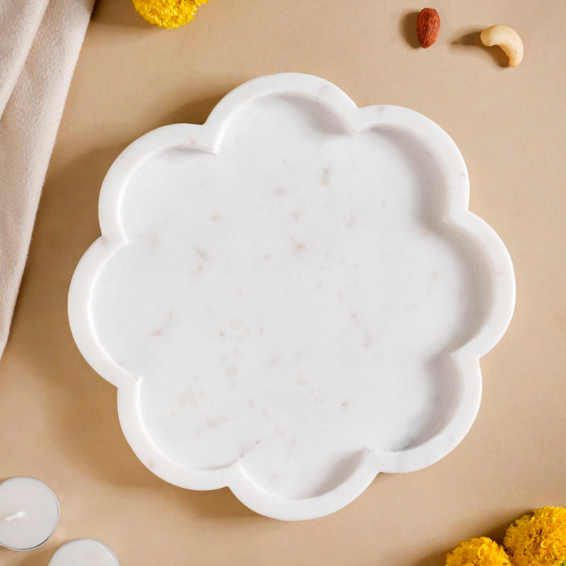 Sustainable Marble Stone Flower Platter