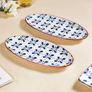 Blue Flower Oval Serving Platters Set Of 2 9 Inch