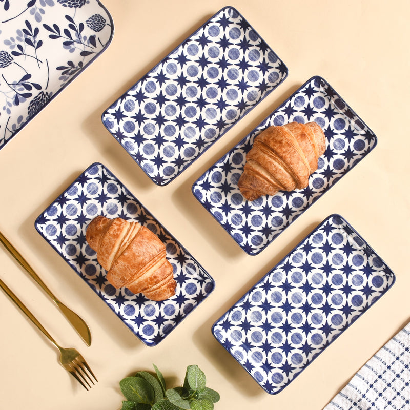 Abstract Design Ceramic Platters Set Of 4 8x4 Inch - Ceramic platter, ceramic platter set, platter for snacks, snack platters