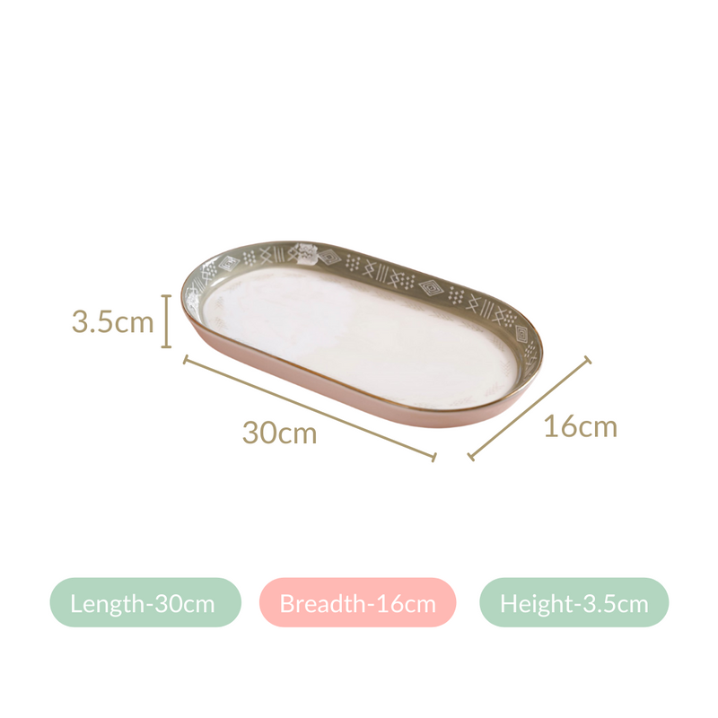 Azo Grey Set Of 2 Serving Platters 12 Inch - Ceramic platter, ceramic platter set, platter for snacks, snack platters