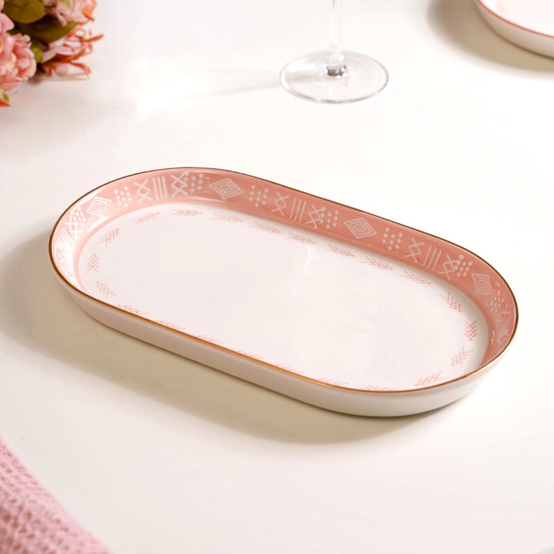Set Of 2 Azo Pink Serving Platters 12 Inch - Serving platter, serving platter for snacks, platter set, serving platter set