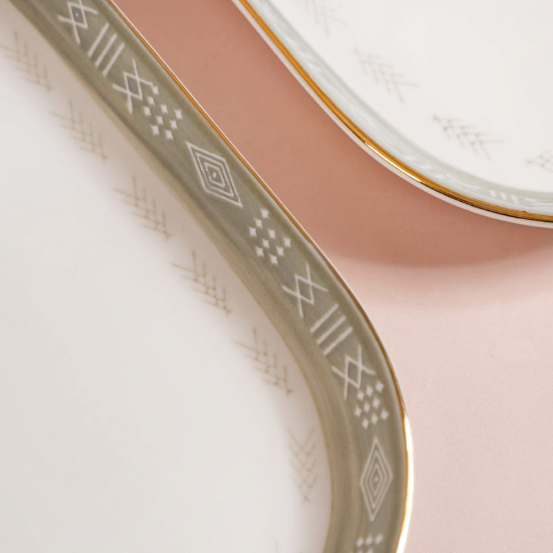 Azo Grey Set Of 2 Serving Platters 12 Inch - Ceramic platter, ceramic platter set, platter for snacks, snack platters