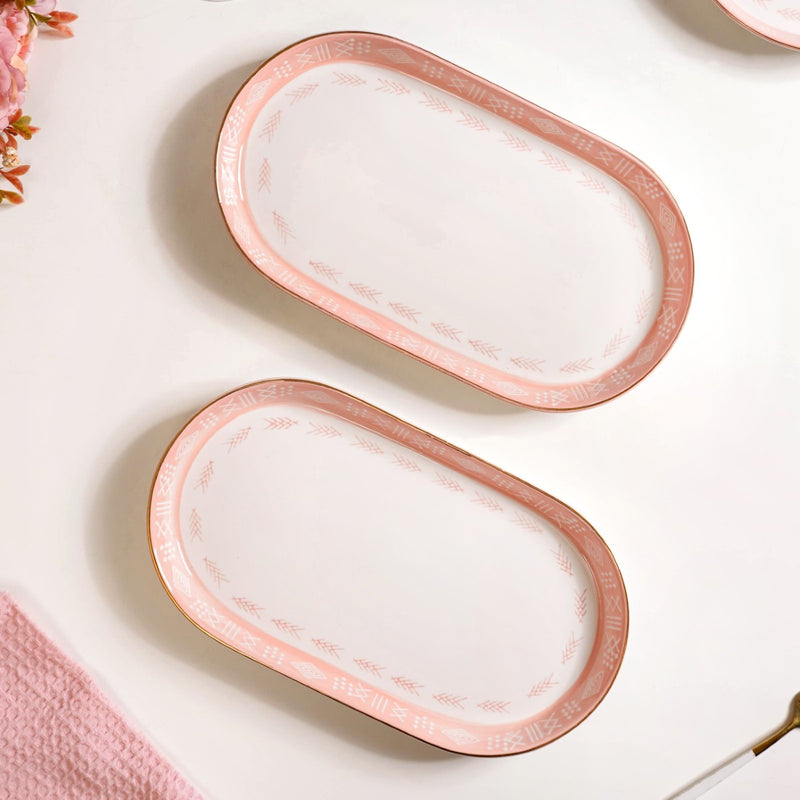 Set Of 2 Azo Pink Serving Platters 12 Inch - Serving platter, serving platter for snacks, platter set, serving platter set