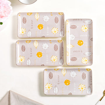 Set Of 4 Dandelion Starter Platters 8x4 Inch - Ceramic platters, platter set, serving platters, serving platter set,