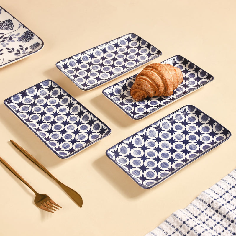 Abstract Design Ceramic Platters Set Of 4 8x4 Inch - Ceramic platter, ceramic platter set, platter for snacks, snack platters