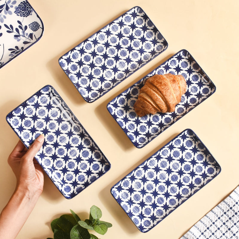 Abstract Design Ceramic Platters Set Of 4 8x4 Inch - Ceramic platter, ceramic platter set, platter for snacks, snack platters