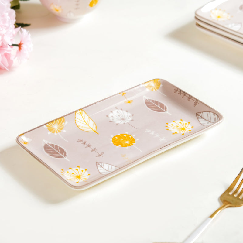 Set Of 4 Dandelion Starter Platters 8x4 Inch - Ceramic platters, platter set, serving platters, serving platter set,