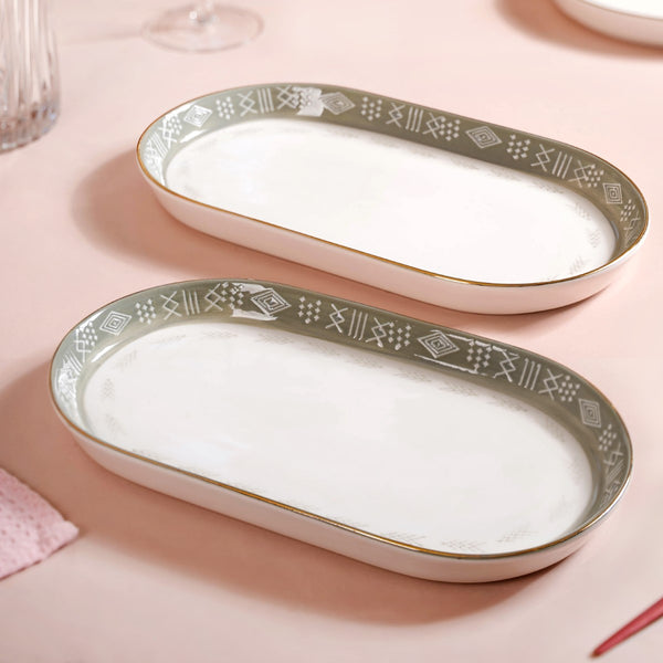 Azo Grey Set Of 2 Serving Platters 12 Inch