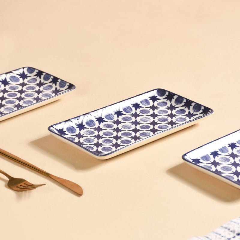 Abstract Design Ceramic Platters Set Of 4 8x4 Inch - Ceramic platter, ceramic platter set, platter for snacks, snack platters