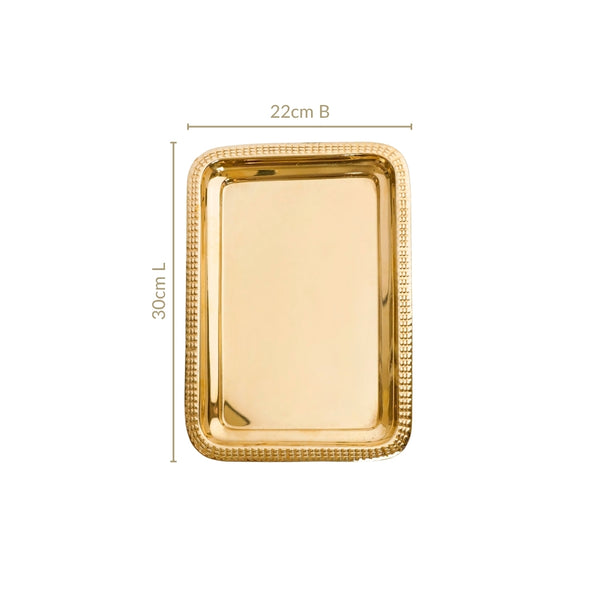 Veda Pure Brass Decorative Tray Gold 30x22cm