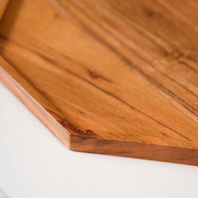 Octagon Wooden Snack Platter Large - Wooden platter, serving platter, platter for snacks, cheese and cracker tray, wooden serving platter