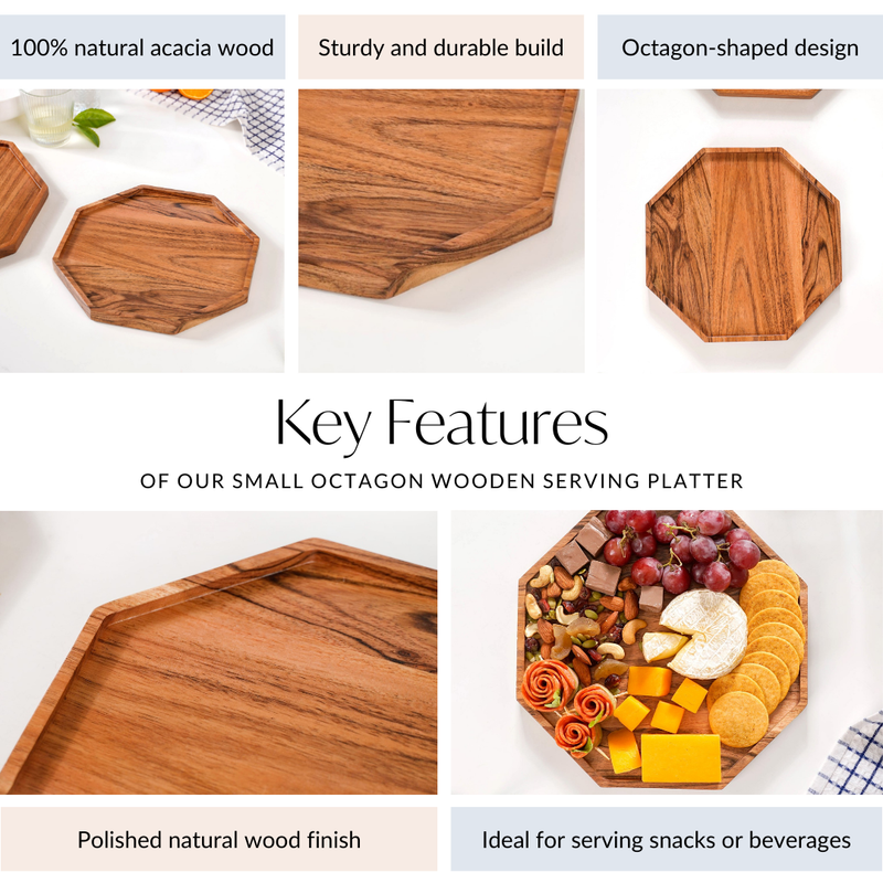 Small Octagon Wooden Serving Platter - Wooden platter, serving platter, decorative platter, wooden serving platter, charcuterie board