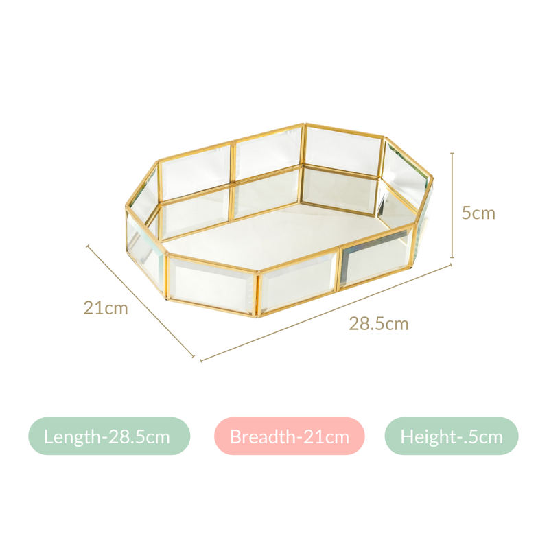 Luxe Geometric Mirrored Vanity Tray Gold