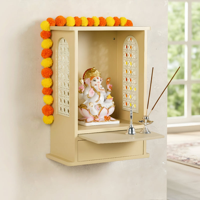 Pooja Mandir For Home And Office Beige 30x17x42cm
