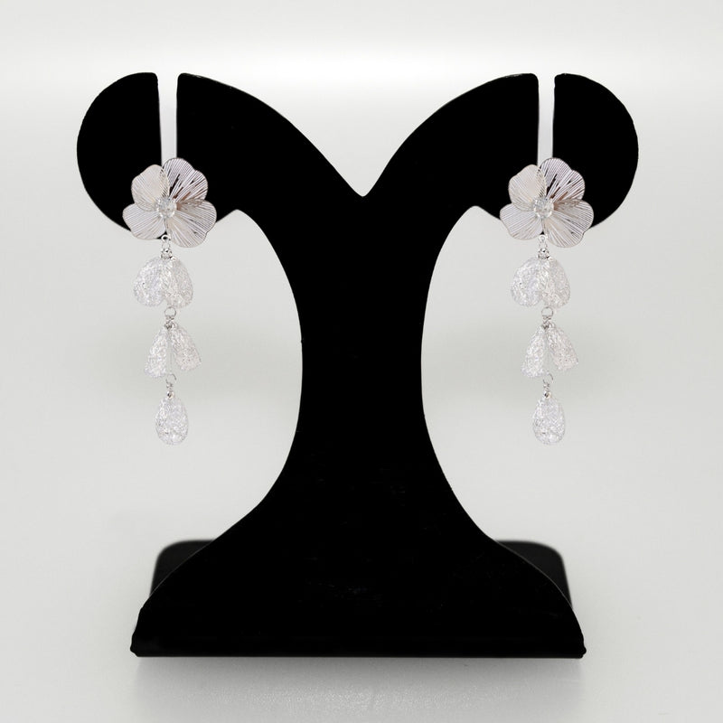 Poppy Blossom Sparkling Silver Danglers