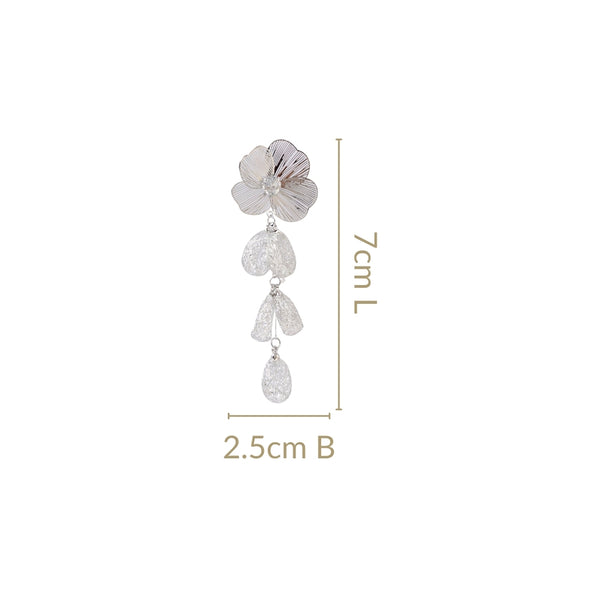 Poppy Blossom Sparkling Silver Danglers