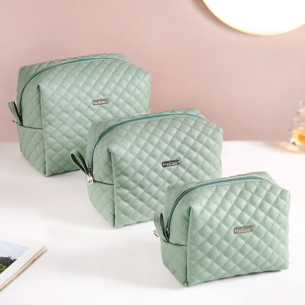 Portable Travel Pouches Set Of 3 Mint Green