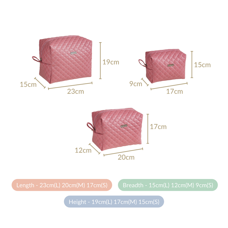 Pink Multipurpose Toiletry Bags Set Of 3