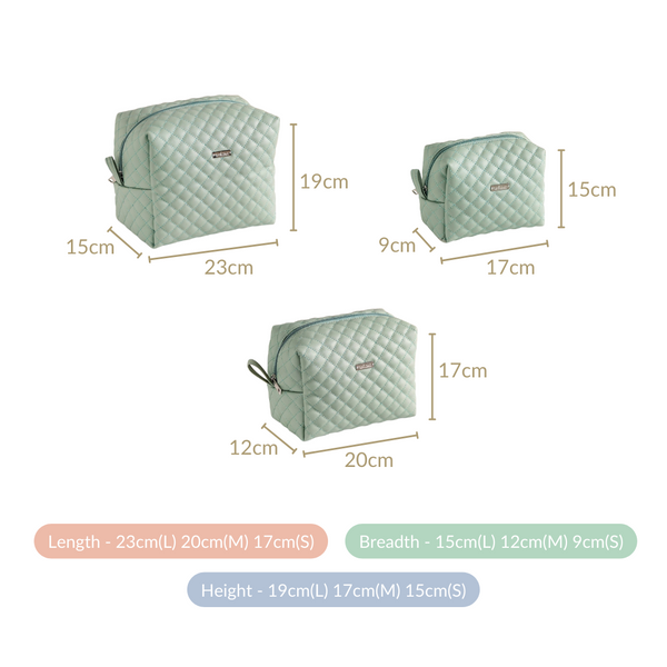 Portable Travel Pouches Set Of 3 Mint Green