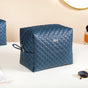 Bluish Grey Quilted Makeup Bags Set Of 3