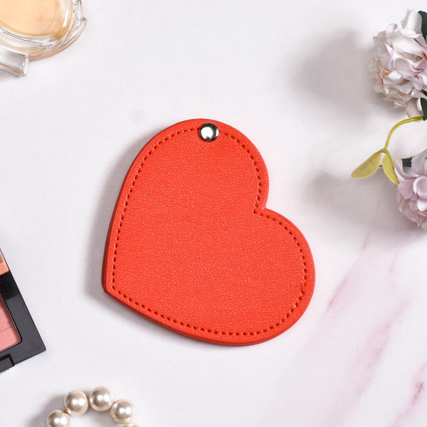 Heart Shaped Pocket Mirror Red