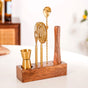 Premium Bar Tool Set Of 5 With Wooden Base Stand