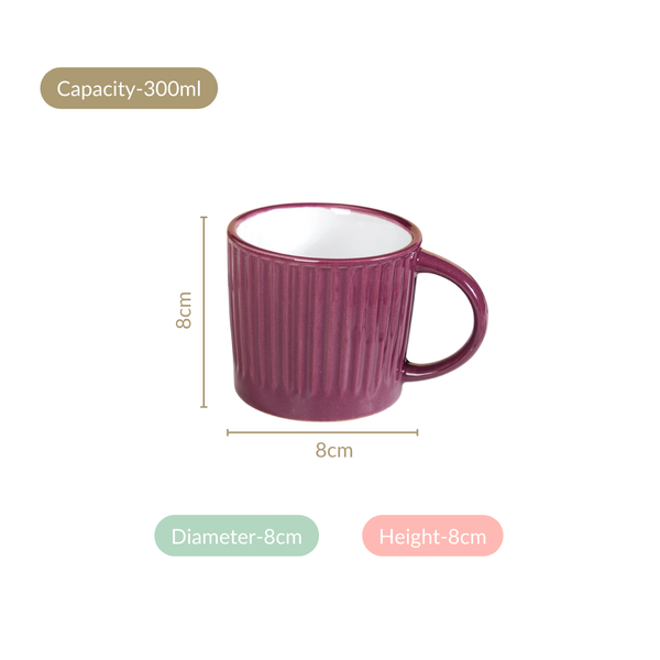 Cresta Ceramic Coffee Cup Set Of 6 Purple 300ml